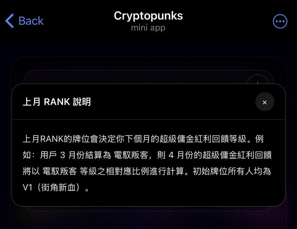 加密龐克上月 RANK 說明