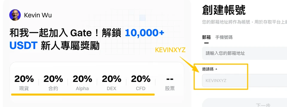 Gate 推薦碼與返佣比例截圖